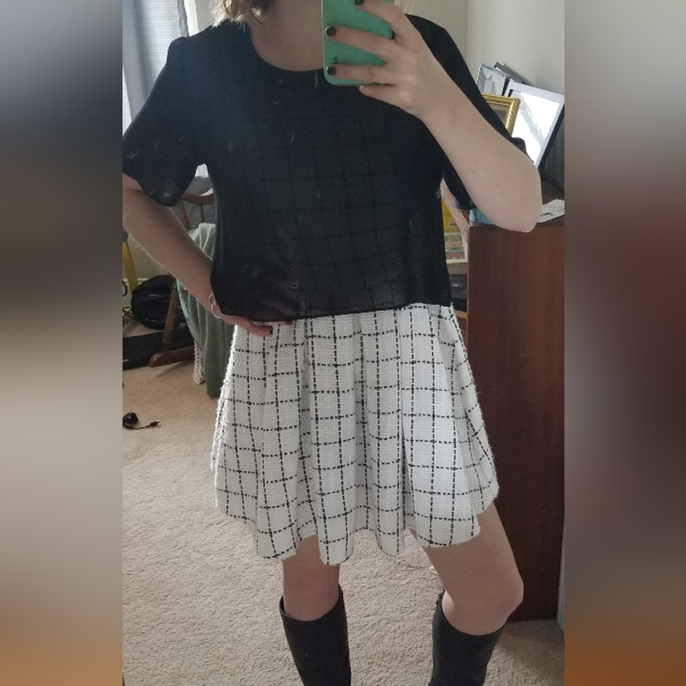 White tweed mini dress